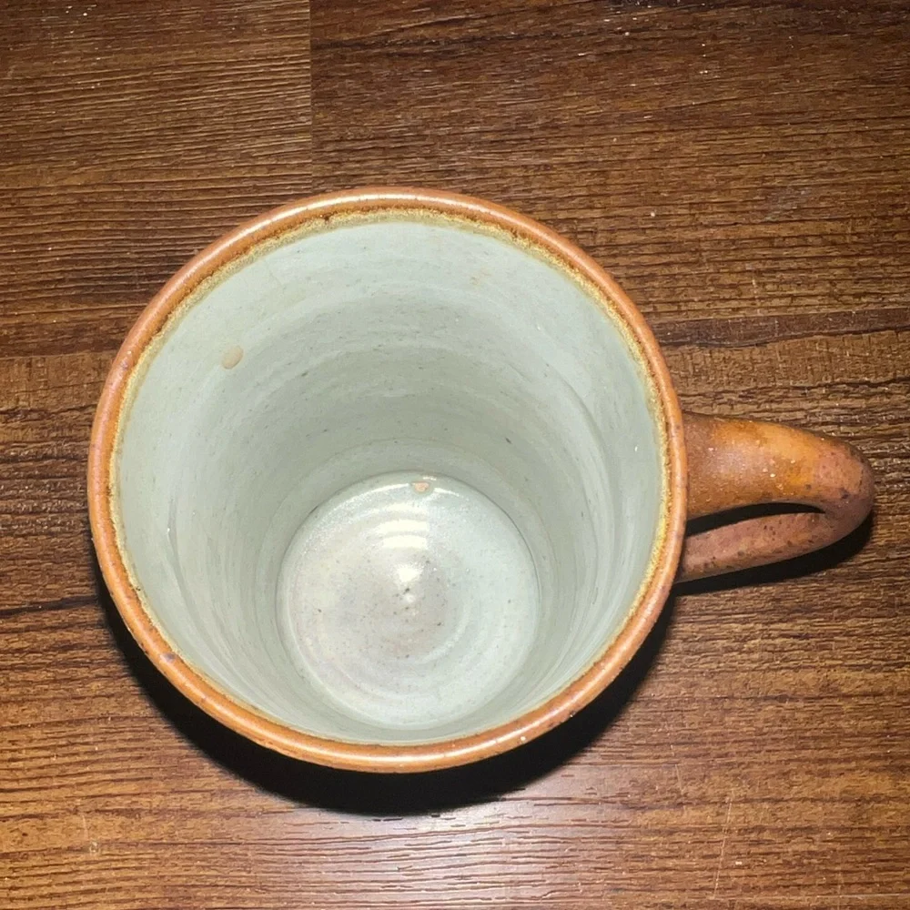 Vintage Tonala Mexican Pottery Folk Art Stoneware Rustic Tan Mug Floral Design - Picture 9 of 10